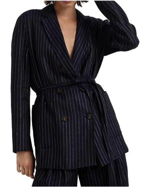 Brunello Cucinelli Pinstripe Deconstructed Jacket Brun1299" - Black