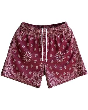 Bravest Studios Studios Paisley Shorts "Cream Burgundy" Bs104" - Red