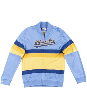 Mitchell & Ness Mlb Front Stripe Full Zip Jumper "Milwaukee Brewers - Blue