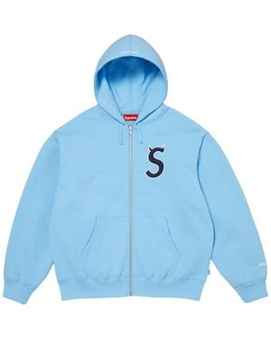 Supreme Devil S Logo Zip Up Hooded Sweatshirt "Ss26- Light" Su27310" - Blue