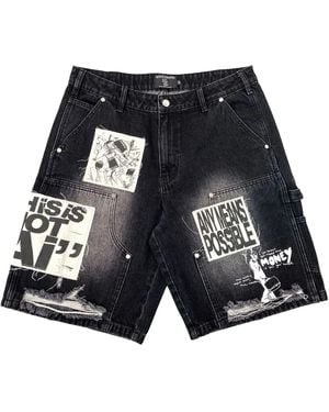 Mixed Emotions Ai Denim Shorts Mixe078" - Black