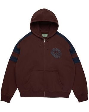 DENIM TEARS Denim U Panelled Zip Hoodie Dt903" - Brown
