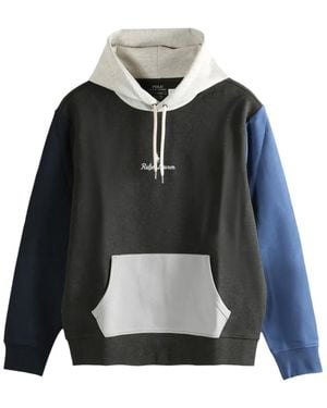 Polo Ralph Lauren Long Sleeve Logo Colour Block Double-Knit Hoodie "Dark Charcoal Heather Multi" 710981373002" - Black