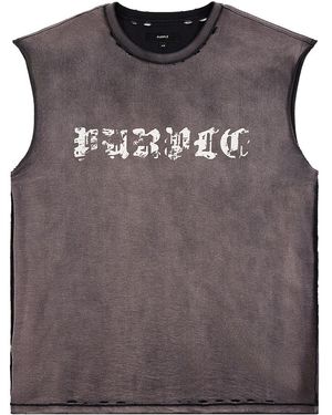 Purple Brand Worn Gothic Sleeveless T-Shirt P103 Tbsp226" - Black