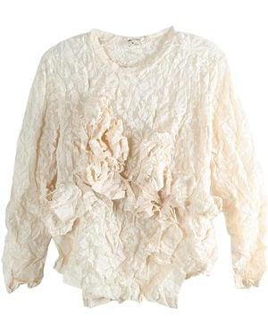 Comme des Garçons Lace Ruffled T-Shirt "Ivory" Gq T020 051 Ivory" - Black