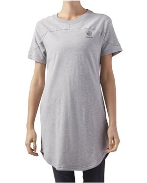 Reebok Classic Sportswear Open Back T-Shirt Dress "Medium Heather" Cf9493" - Black