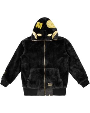 A Bathing Ape Fur Shark Hoodie Jacket Fur" 1E20141004 1" - Black