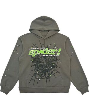 Sp5der Star Web Hoodie & Sweatshirt Ss26Fw24Gry" - Black