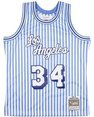 Mitchell & Ness Nba Shaquille O'Neal Striped Swingman Jersey "1996 Los Angeles Lakers" Smjybw19047 Lalptbl96Son" - Blue