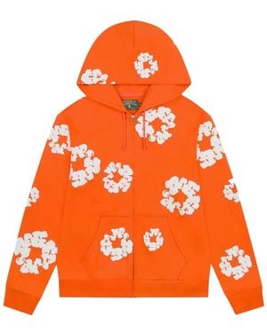 DENIM TEARS Cotton Wreath Zip Hoodie Dt452" - Orange