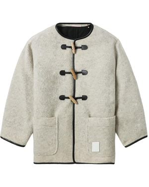 A Bathing Ape Collarless Wool Jacket "Brownish" Bpyococ7228Xjbgx" - Black