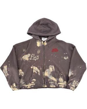 PALY Distressed Zip Hoodie Pdzhb 3043" - Black