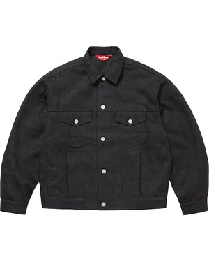Supreme Jacquard Logos Denim Trucker Jacket "Fw25 - Black