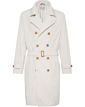 Brunello Cucinelli Double-Breasted Trench Coat "Ivory" Brun819" - Black