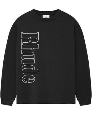 Rhude Vertical Logo Longsleeve T-Shirt Rhpf24Tt10012 Vtb" - Black