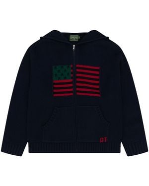 DENIM TEARS Flag Zip Jumper Dt897" - Blue