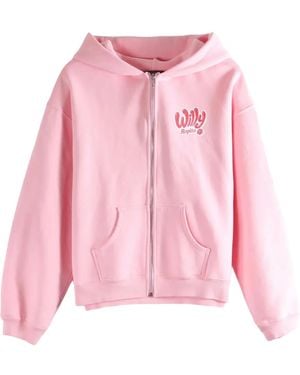 Willy Chavarria Willy Ropita Shrunken Zip Through Hoodie "Chicle" Wcjsy0205 073" - Pink