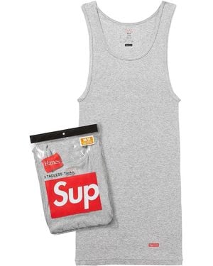 Supreme Hanes Tagless Tank Tops (3 Pack) "Heather" Su26905" - Black
