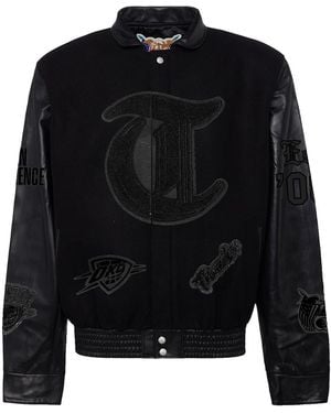 Jeff Hamilton Oklahoma City Thunder Wool & Leather Old English Varsity Jacket Nba Okl Thu 102" - Black