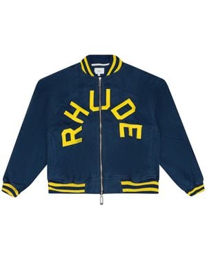 Rhude Oversized Logo Terry Varsity Jacket Rhd-Motw-0005" - Blue