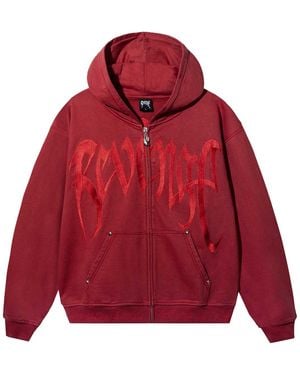 REVENGE Xxxtentacion Kill Contrast Zip Up Hoodie Rev0094" - Red