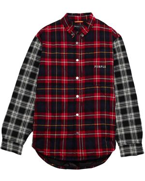 Purple Brand Quilted Plaid Shirt P313 Qpre122" - Black
