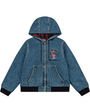 DENIM TEARS Embroidered Firecracker Logo Workwear Jacket Dt359" - Blue