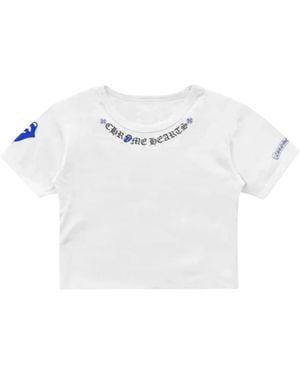 Chrome Hearts Rolling Stones Neck Logo Cropped T-Shirt Chrm0782" - Black
