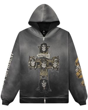 Represent Guns N' Roses Cross Zip Hoodie "Stained" Mlm100760 04" - Black
