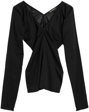 Our Legacy Cheer V-Neck Top W4266Cbs" - Black