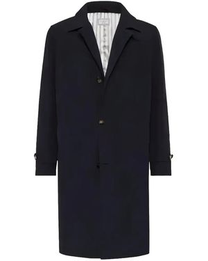 Brunello Cucinelli Water-Resistant Microfiber Trench Coat Brun945" - Black
