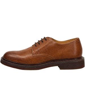Brunello Cucinelli Leather Derby Shoe "Bark" Brun2224" - Brown
