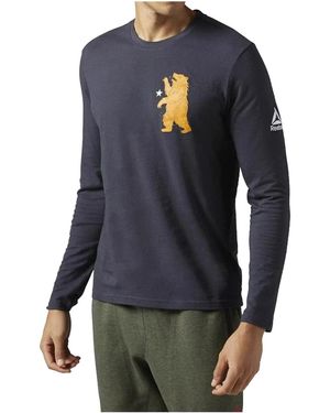 Reebok Crossift Forging Elite Fitness Bear Long Sleeve T-Shirt "Lead" B45193" - Black