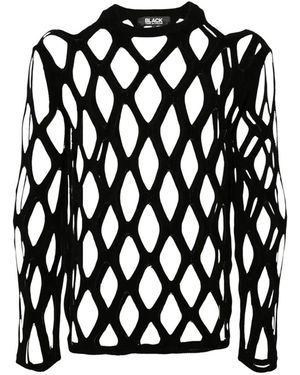 COMME DES GARÇON BLACK Open Knit Jumper Vest 1Mn0050521 Blk" - Black