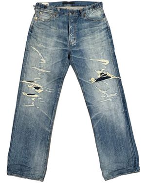 Mastercraft Union Showa Relaxed Natsu Ao Repaired Jeans "Light" 703 10 65 Blu" - Blue