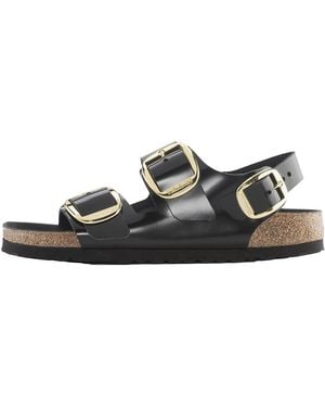 Birkenstock Milano Big Buckle Slippers "High Shine" 1024211" - Black