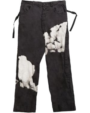 Undercover Printed Linen Trouser Base" Uc1E4501 1 Blac" - Black