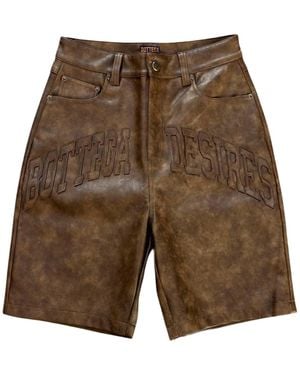 Bottega Desires Leather Shorts Bd036" - Black