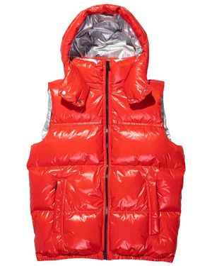 Purple Brand Nylon Puffer Vest P623 Prdv423" - Red