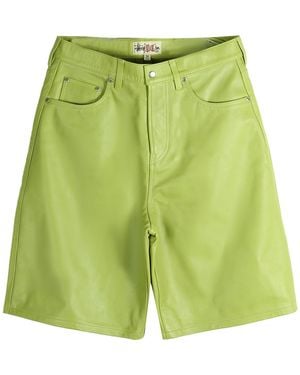 Stussy Big Ol Leather Shorts "Lime" 112315 Lime" - Green