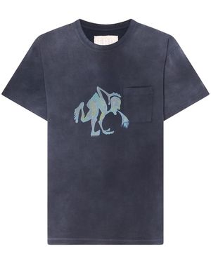 ERL Puke T-Shirt "Faded" 12T004 Blu" - Blue