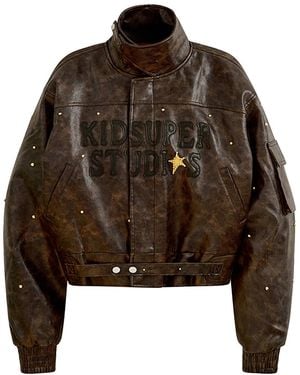 Kidsuper Boy Who Jumped Over The Moon Jacket "Leather" Ks012" - Black