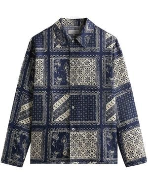Kith Silk Twill Boxy Collared Overshirt "Multi Color" Khm032054 438" - Black