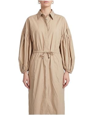 Brunello Cucinelli Gathered Sleeve Dress "Cartone" Brun2078" - Black