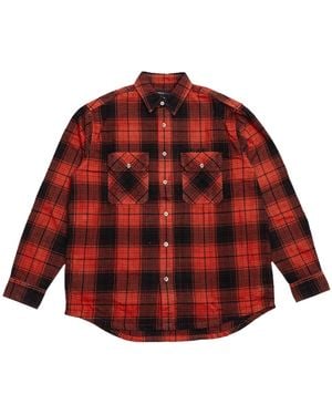 Purple Brand Over-Dyed Flannel Ls Shirt P331 Fpfr124" - Red