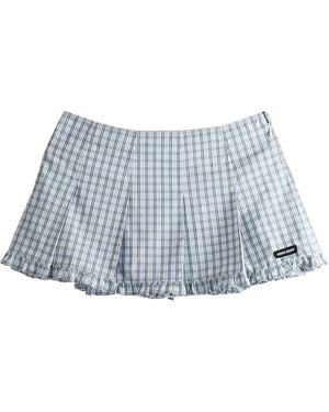 Miu Miu Pleated Check Miniskirt Sage" Mg2689 196L F073K" - Black
