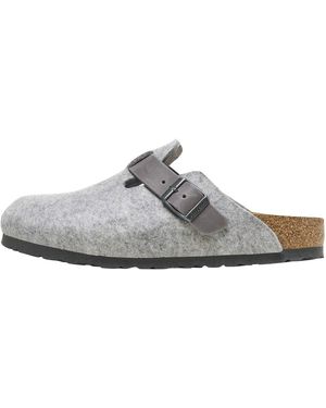 Birkenstock Boston Natural Leather-Felt "Light - Grey