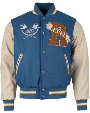 Rhude Sparrow Varsity Jacket "Slate Creme" - Blue