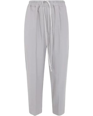 Rick Owens Drawstring Astaires Cropped Trousers "Dark Pearl" Rp02F5303 Hy 48" - Black
