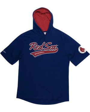 Mitchell & Ness Short Sleeve Hoodie "Mlb Boston Sox" Hdssaj19007 Brsnavy" - Blue